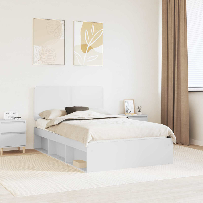 Cadru de pat cu headboard Alb 120 x 190 cm Lemn de pin masiv