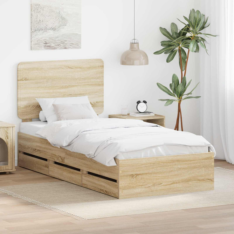 Cadru de pat Stejar Sonoma 75 x 190 cm Lemn Ingineresc