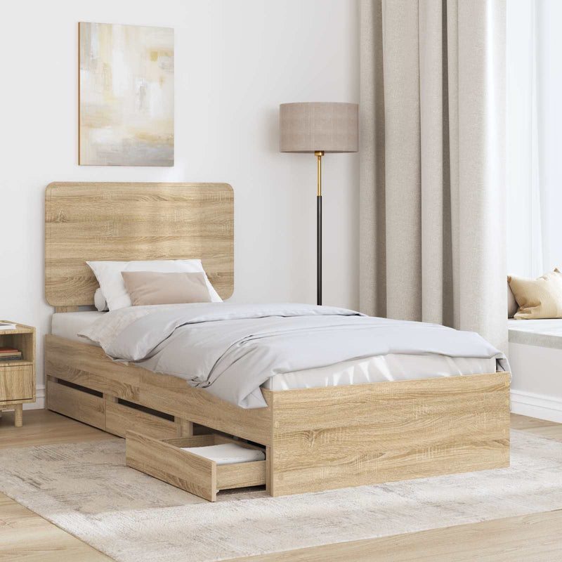 Cadru de pat Stejar Sonoma 75 x 190 cm Lemn Ingineresc