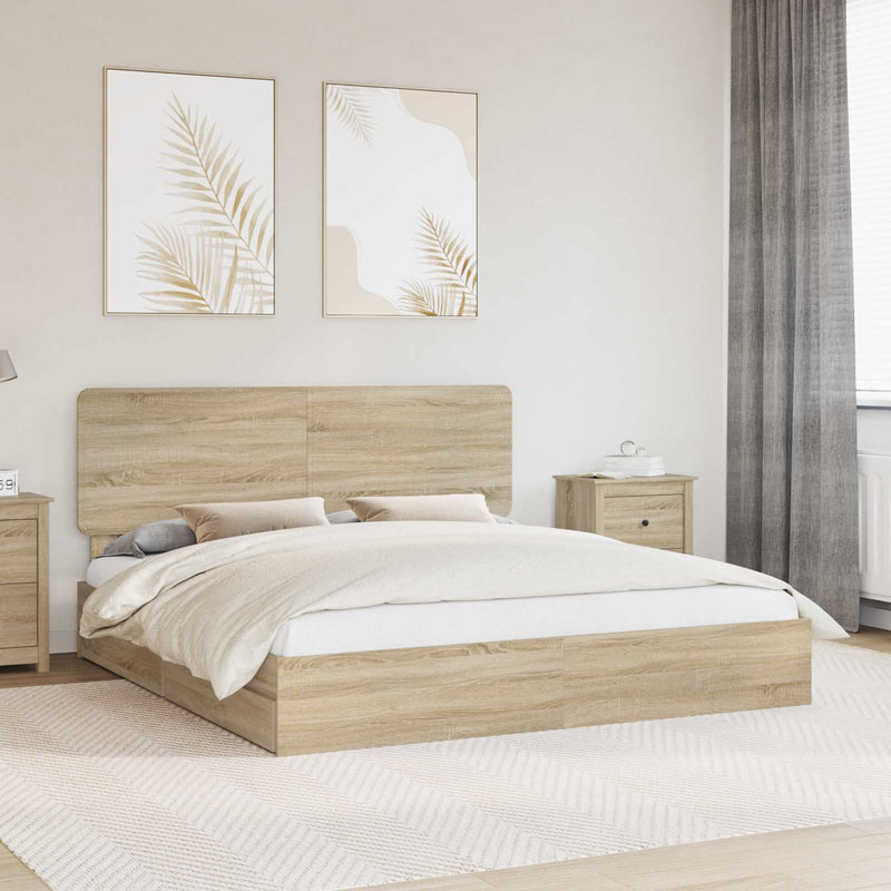Pat cu storage Stejar Sonoma 180 x 200 cm Lemn prelucrat