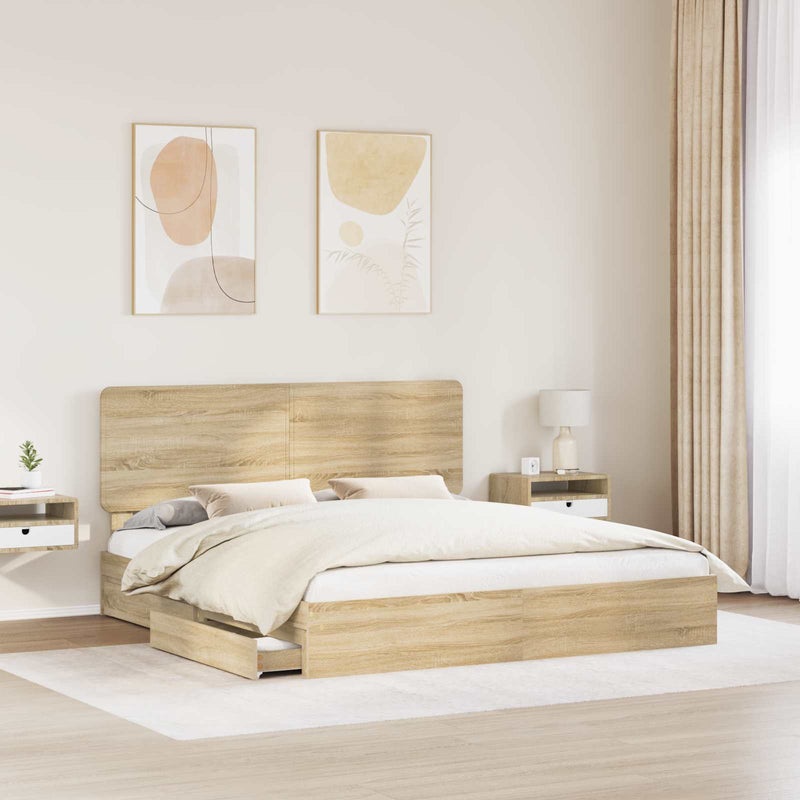 Pat cu storage Stejar Sonoma 180 x 200 cm Lemn prelucrat