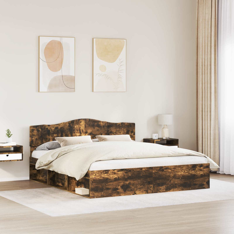 Cadru de pat Stejar fumuriu 180 x 200 cm Lemn de pin masiv