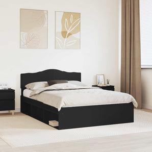 Cadru de pat cu headboard Negru 160 x 200 cm Lemn de pin masiv