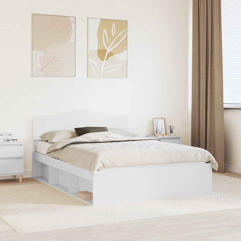 Cadru de pat cu headboard Alb 140 x 190 cm Lemn de pin masiv