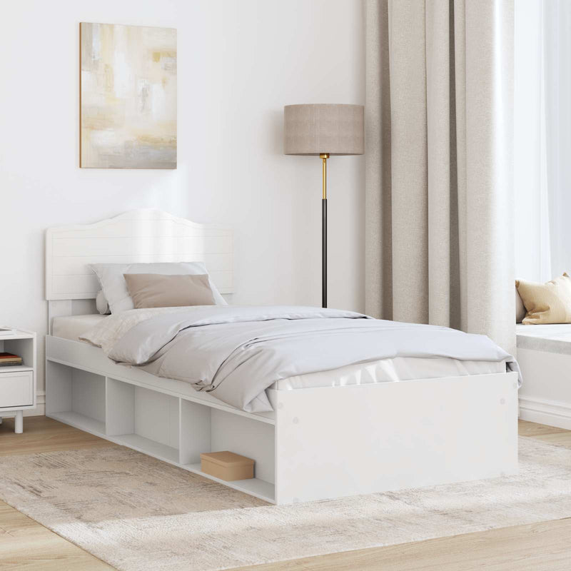 Cadru de pat cu headboard Alb 100 x 200 cm Lemn de pin masiv