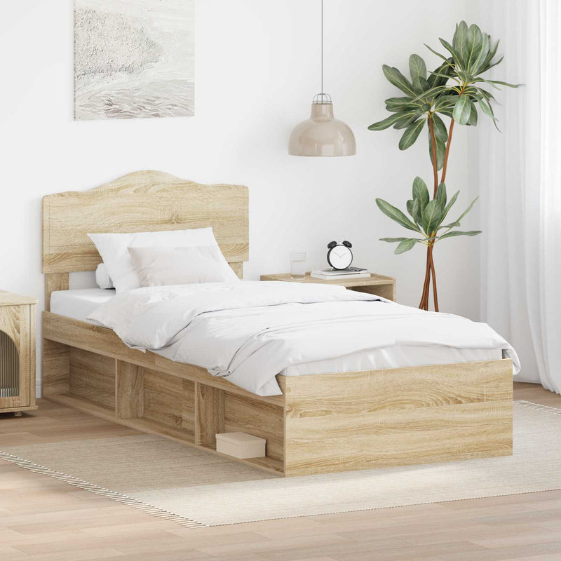 Cadru de pat cu headboard Sonoma 90 x 190 cm Lemn de pin masiv