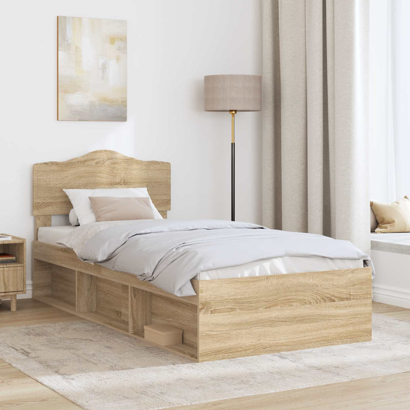 Cadru de pat cu headboard Sonoma 90 x 190 cm Lemn de pin masiv