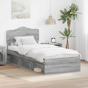 Cadru de pat Gri Sonoma 75 x 190 cm Lemn de pin masiv