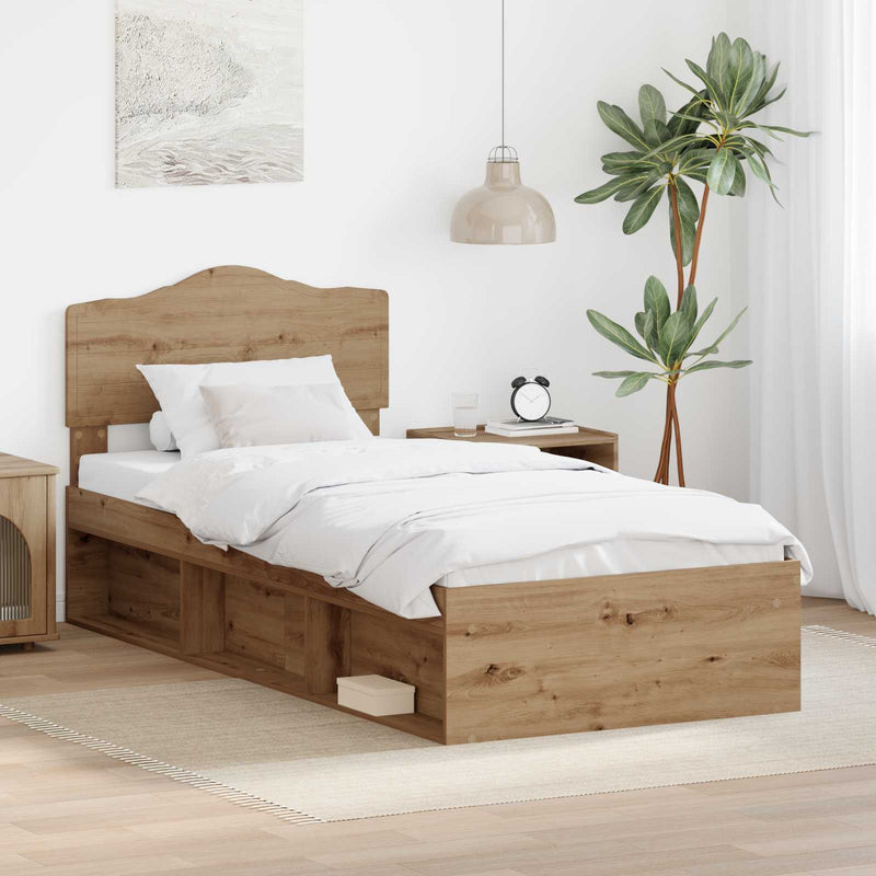 Cadru de pat Stejar artizanal 75 x 190 cm Lemn de pin masiv