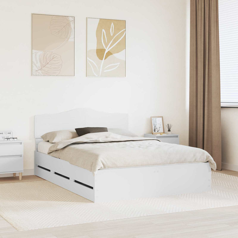 Cadru de pat cu sertar Alb 140 x 190 cm Lemn Ingineresc