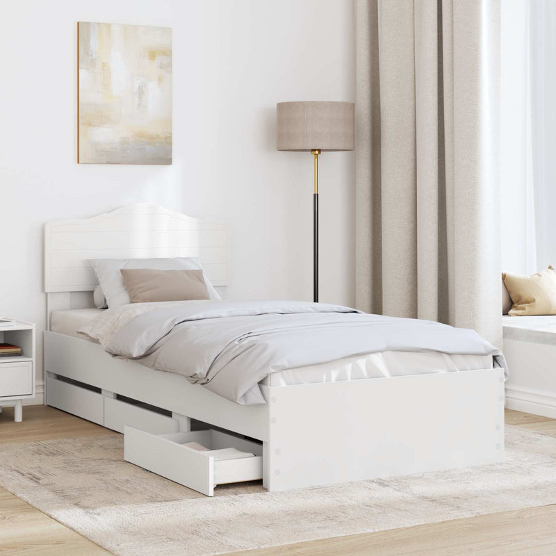 Cadru de pat cu sertar Alb 100 x 200 cm Lemn Ingineresc