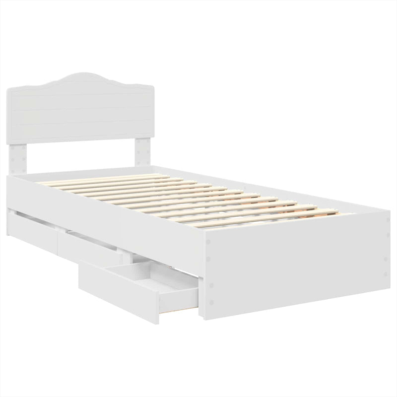 Cadru de pat cu sertar Alb 100 x 200 cm Lemn Ingineresc