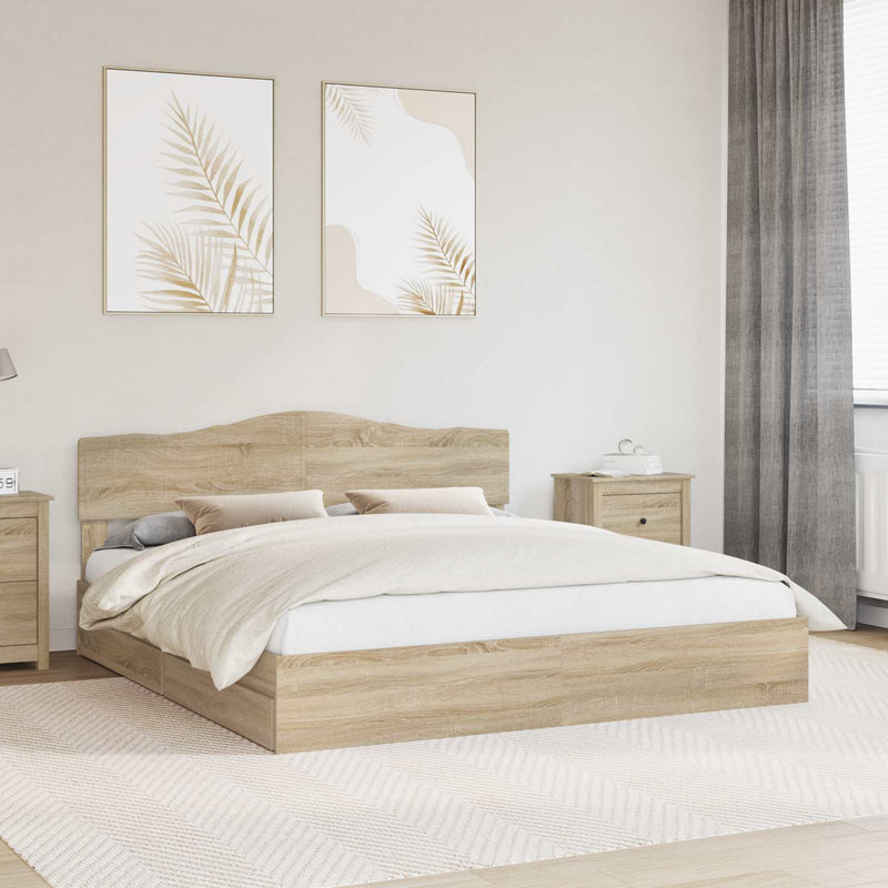 Pat cu storage Stejar Sonoma 180 x 200 cm Lemn prelucrat