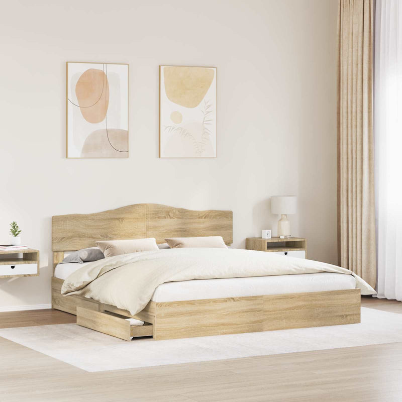 Pat cu storage Stejar Sonoma 180 x 200 cm Lemn prelucrat
