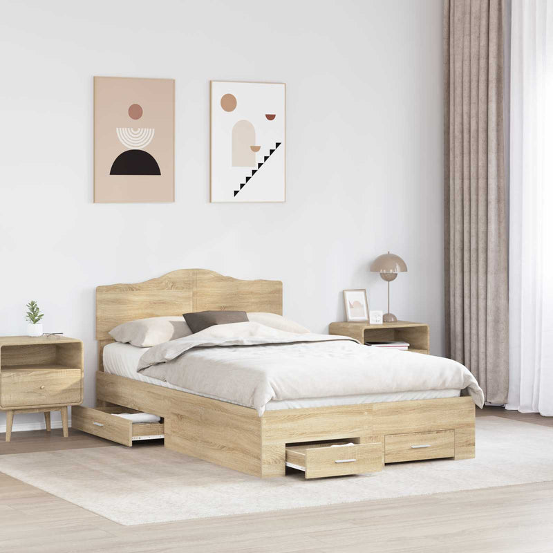 Cadru de pat Stejar Sonoma 120 x 200 cm Lemn prelucrat