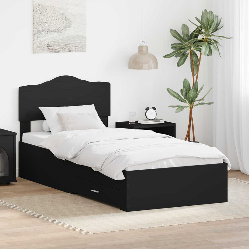Cadru de pat cu sertar Negru 100 x 200 cm Lemn prelucrat