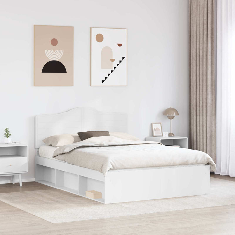Cadru de pat cu headboard Alb 160 x 200 cm Lemn de pin masiv