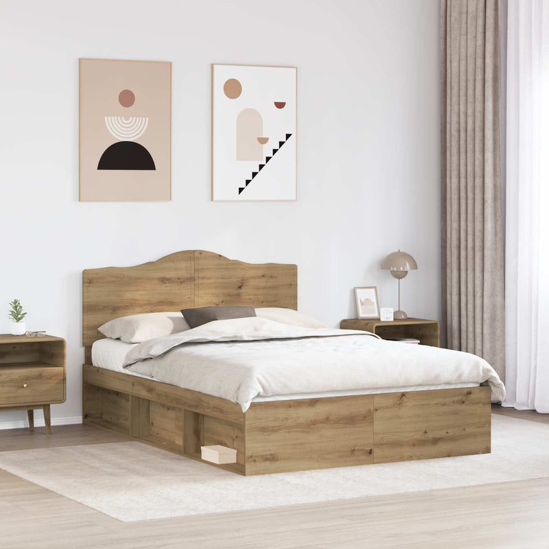 Cadru de pat Stejar artizanal 140 x 190 cm Lemn de pin masiv