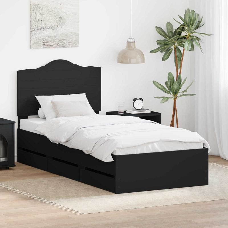 Cadru de pat cu sertar Negru 100 x 200 cm Lemn Ingineresc