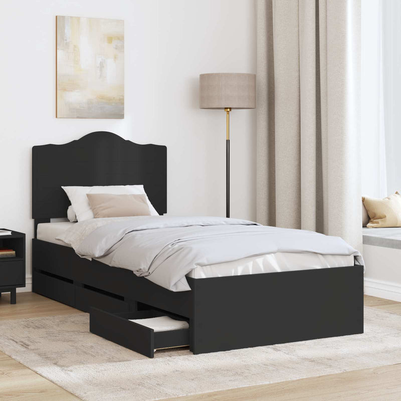 Cadru de pat cu sertar Negru 100 x 200 cm Lemn Ingineresc