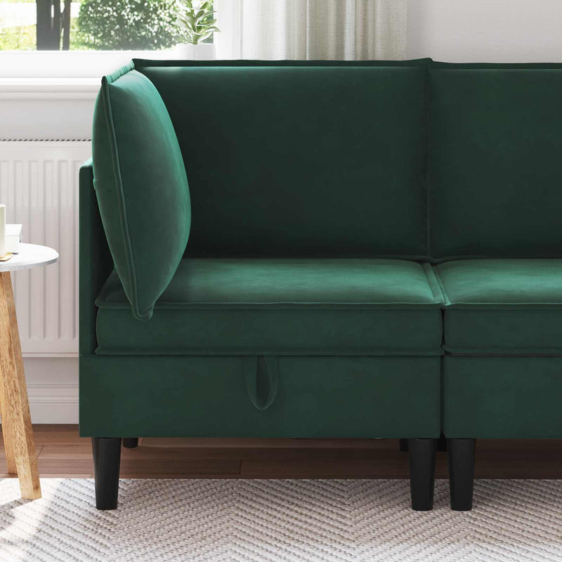 Sofa cu Depozitare Verde închis Catifea