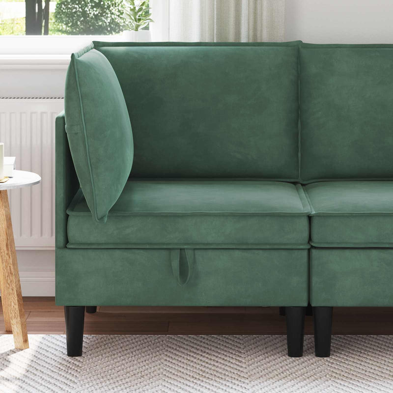 Sofa cu Depozitare Verde Mării Catifea