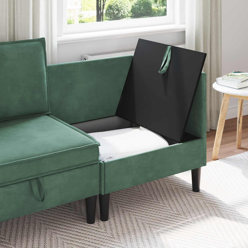 Sofa cu Depozitare Verde Mării Catifea