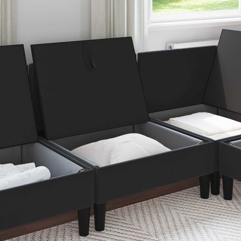 Sofa cu Depozitare Negru Catifea