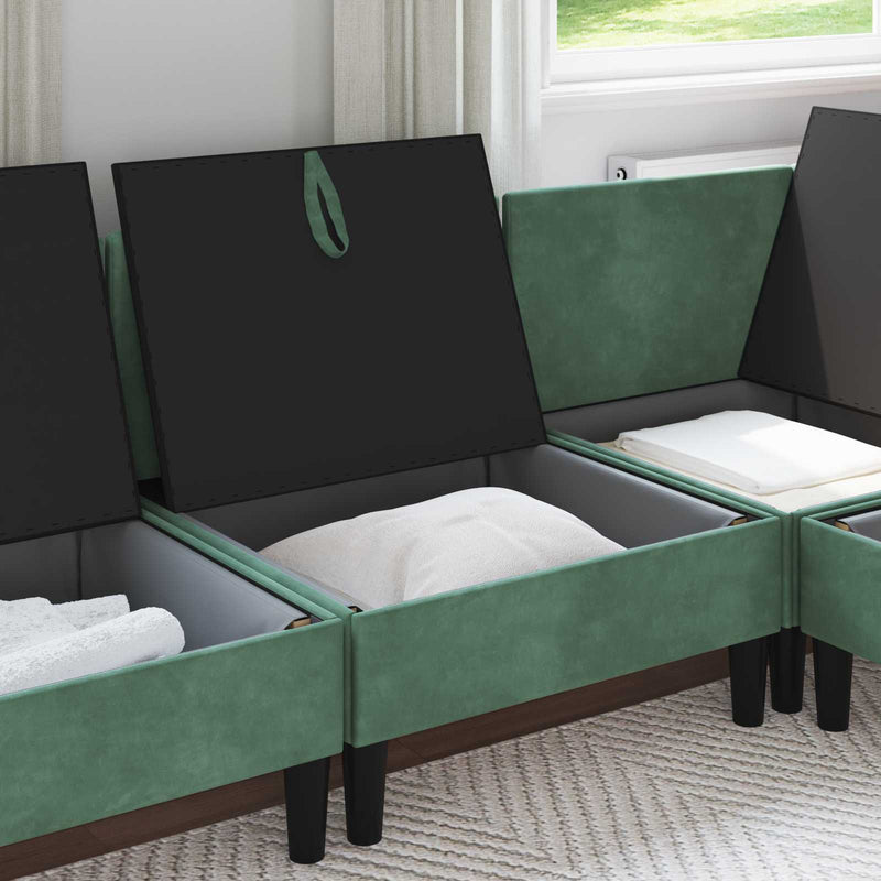 Sofa cu Depozitare Verde Mării Catifea