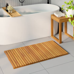 Covoraș de baie natural 100 x 55 cm Lemn Solid de Acacia
