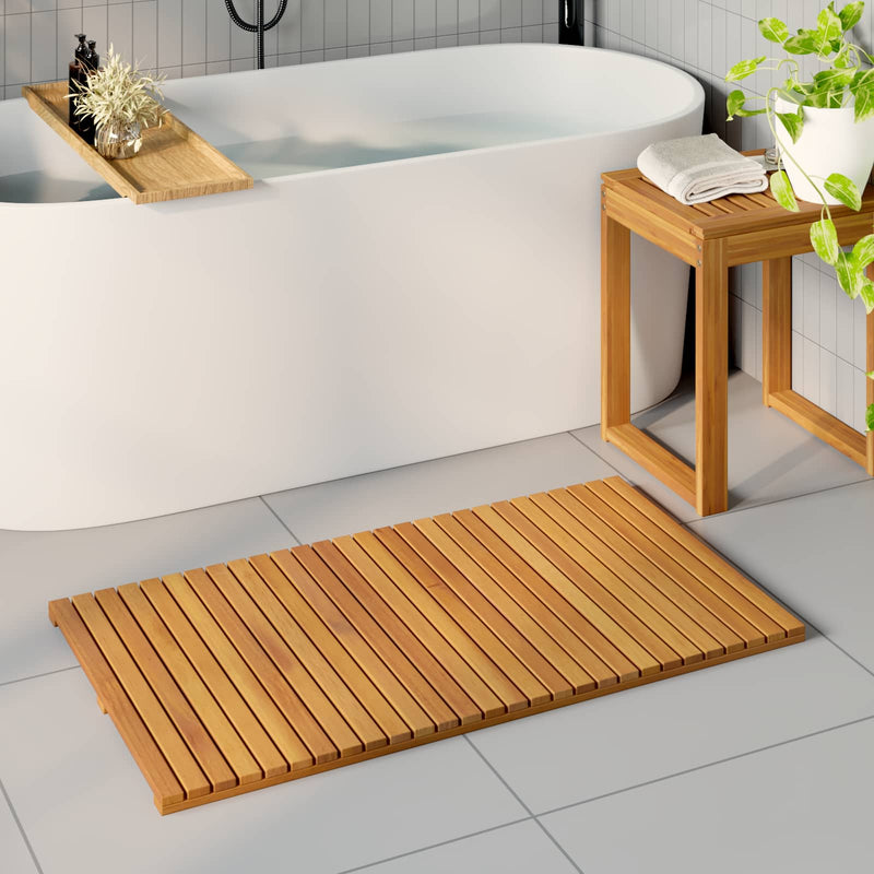 Covoraș de baie natural 100 x 55 cm Lemn Solid de Acacia