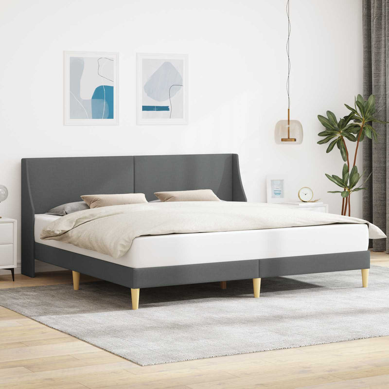 Cadru de pat cu headboard Gri închis 180 x 200 cm Țesătură