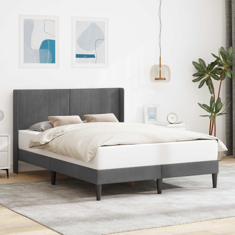 Cadru de pat cu headboard Gri închis 153 x 203 cm Catifea