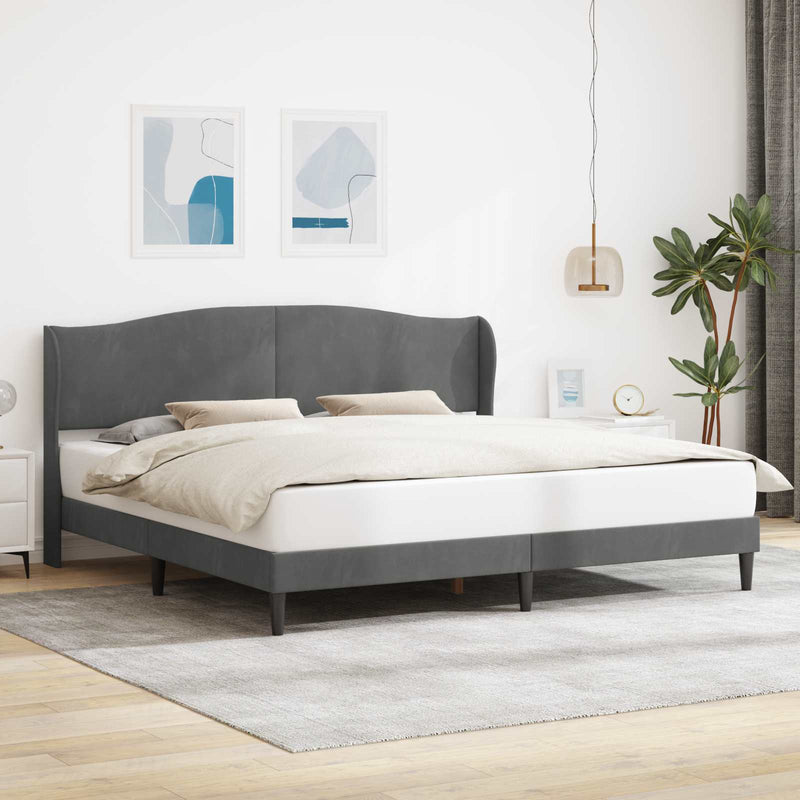 Cadru de pat cu headboard Gri închis 180 x 200 cm Catifea