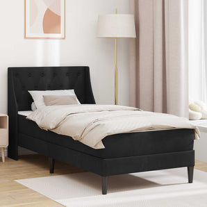 Cadru de pat cu saltea cu saltea Negru 90 x 200 cm Catifea