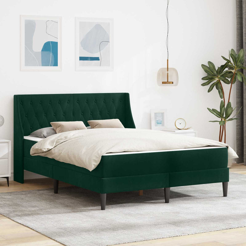 Cadru de pat cu saltea Verde închis 120 x 200 cm Catifea
