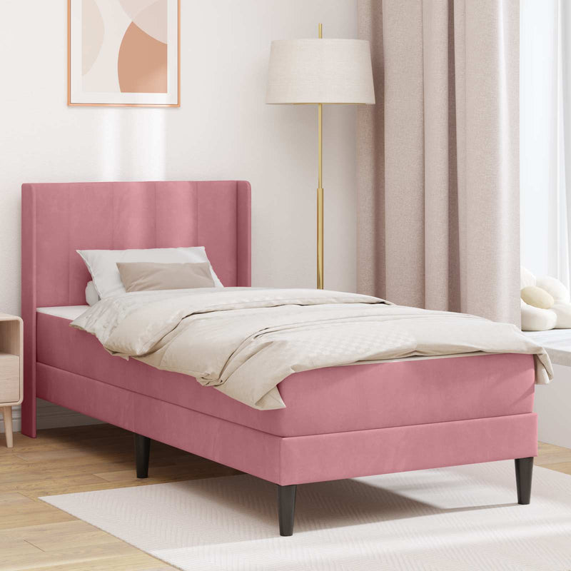 Cadru de pat cu saltea cu headboard Roz 80 x 200 cm Catifea