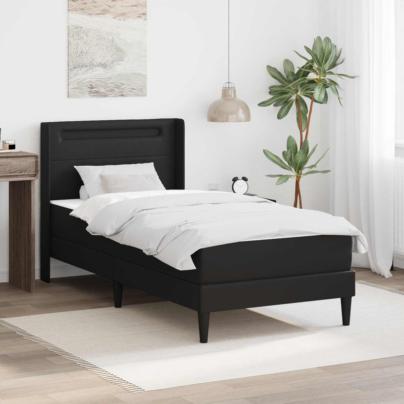 Cadru de pat cu saltea Negru 80 x 200 cm Piele artificială