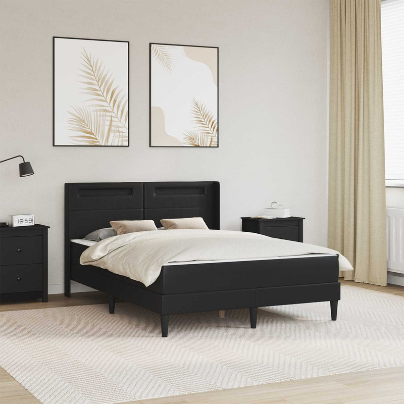 Cadru de pat cu saltea Negru 120 x 190 cm Piele artificială