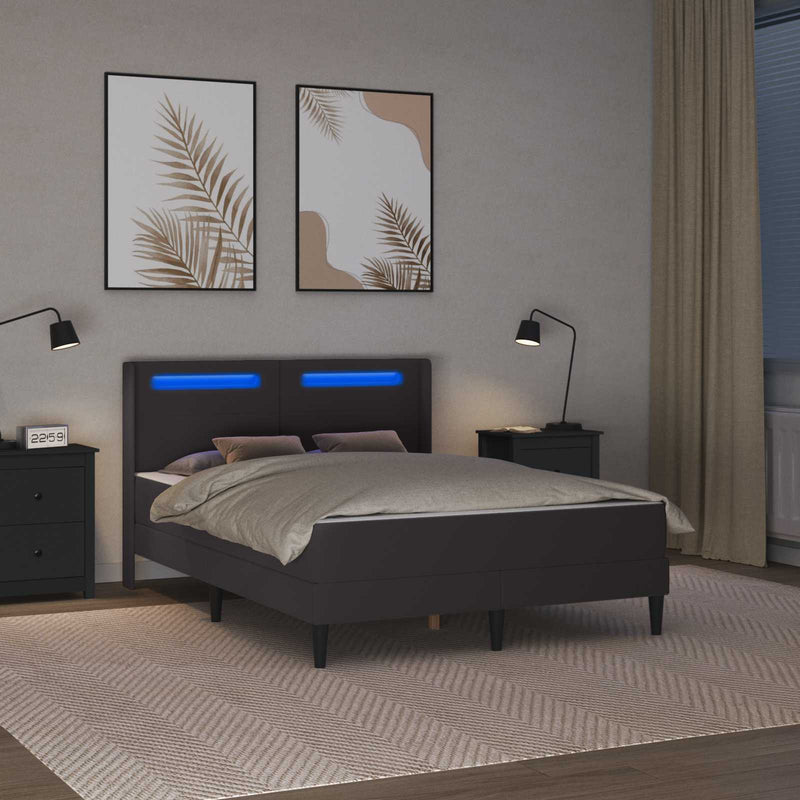 Cadru de pat cu saltea Gri 120 x 200 cm Piele artificială
