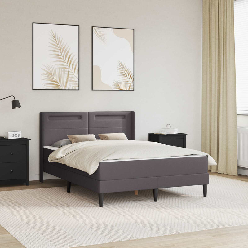Cadru de pat cu saltea Gri 120 x 200 cm Piele artificială
