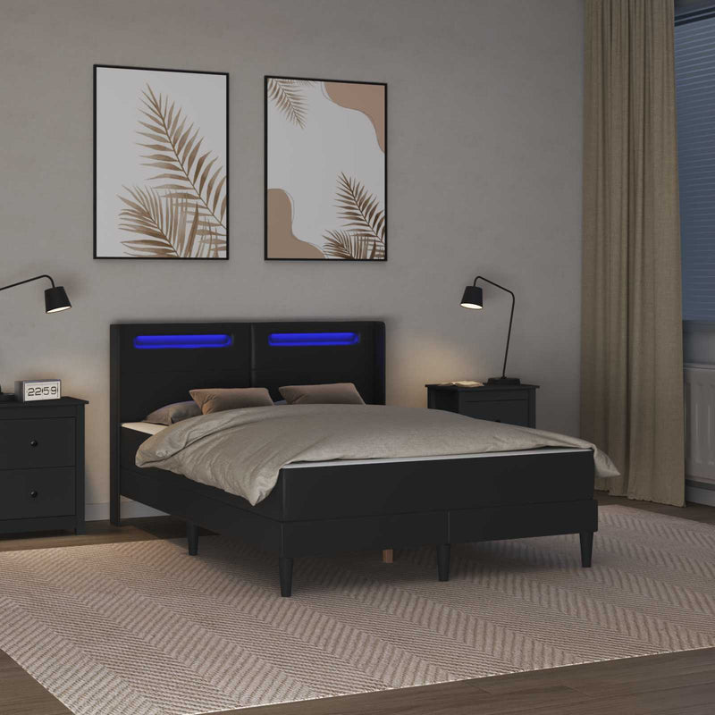 Cadru de pat cu saltea Negru 140 x 200 cm Piele artificială