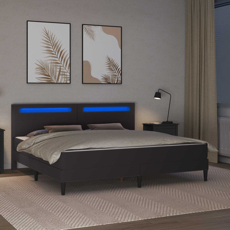 Cadru de pat cu saltea Gri 200 x 200 cm Piele artificială