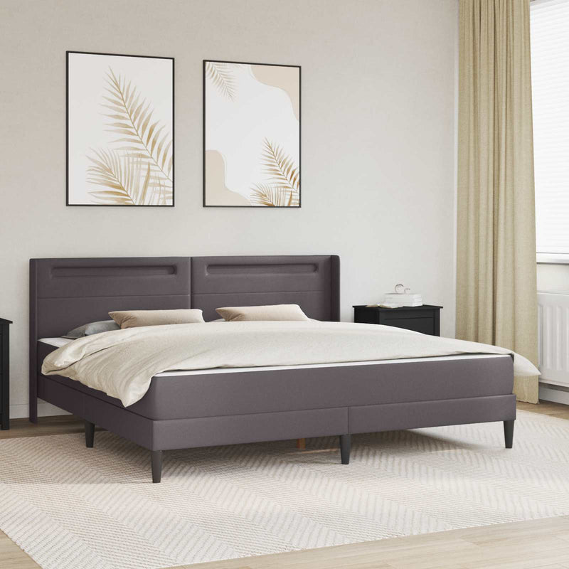 Cadru de pat cu saltea Gri 200 x 200 cm Piele artificială