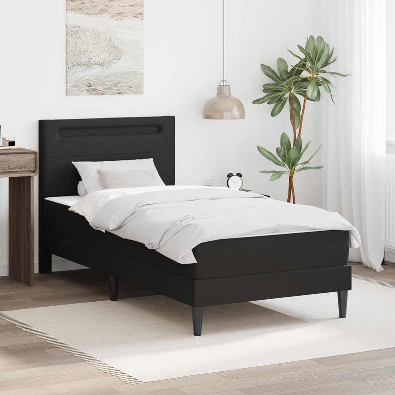Cadru de pat cu benzi LED Negru 100 x 200 cm Piele artificială