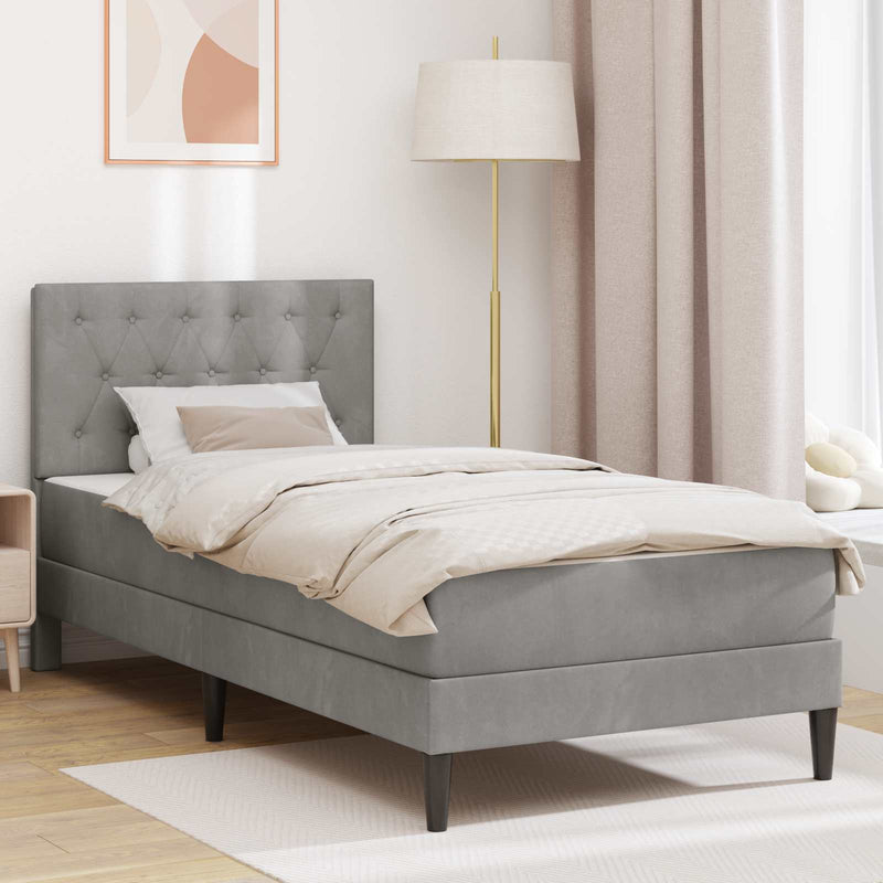 Cadru de pat cu saltea Gri deschis 80 x 200 cm Catifea