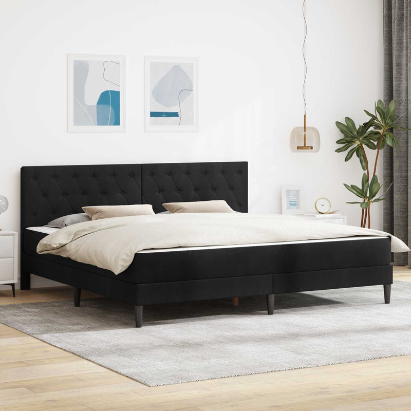 Cadru de pat cu saltea cu headboard Negru 180 x 200 cm Catifea