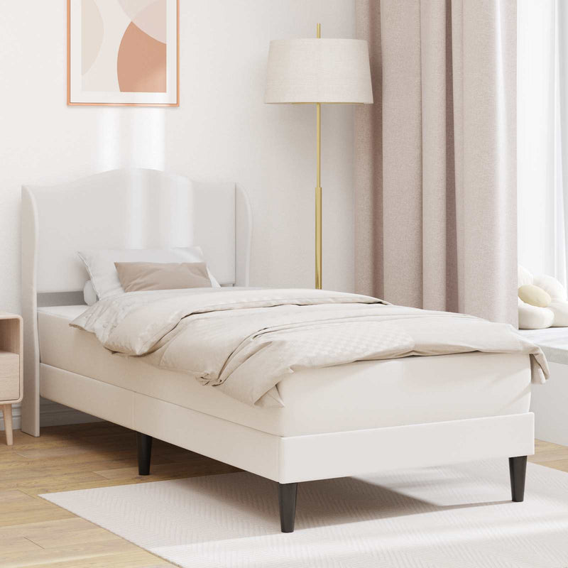 Cadru de pat cu headboard Alb 100 x 200 cm Piele artificială