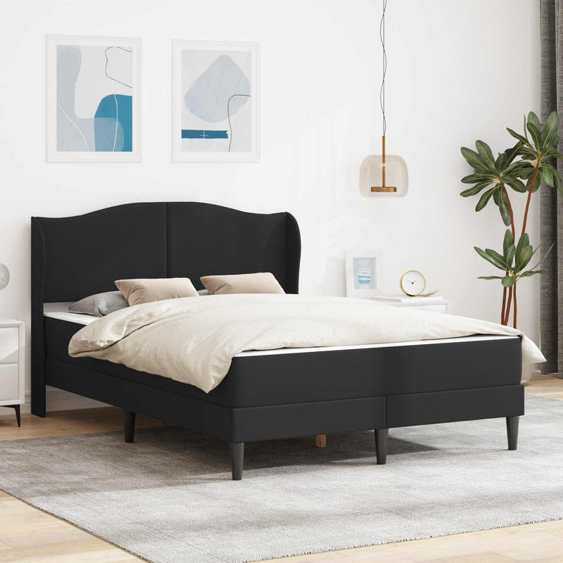 Cadru de pat cu headboard Negru 140 x 200 cm Piele artificială