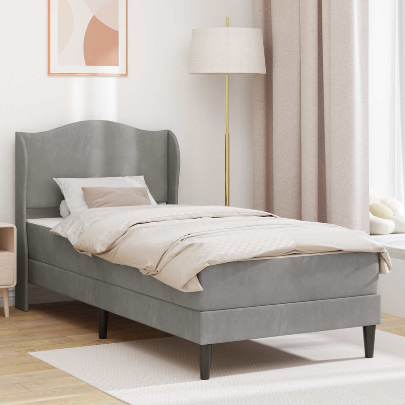 Cadru de pat cu headboard Gri deschis 100 x 200 cm Catifea